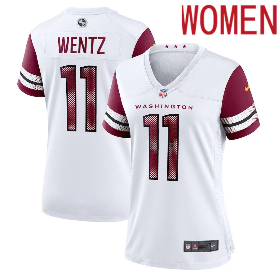 Women Washington Commanders 11 Carson Wentz Nike White Game NFL Jersey